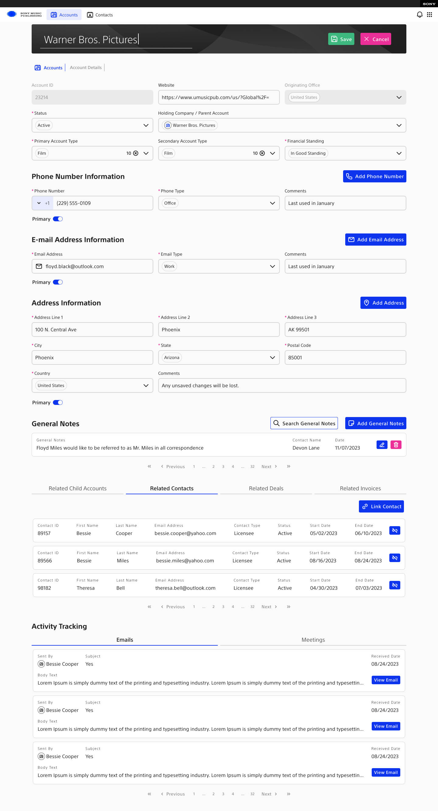 Account edit — active edit state